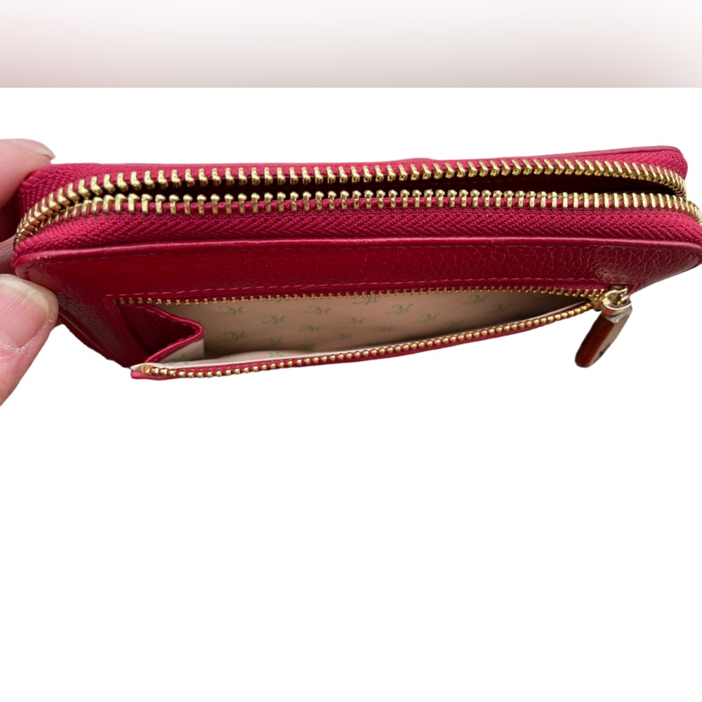 Martin & McArthur Hawaii Red Leather Wallet Wristlet Koa Wood Trim - Picture 6 of 7